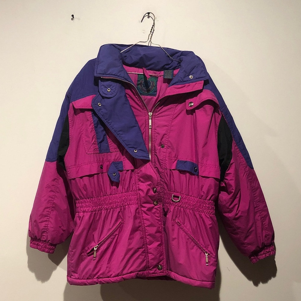 Vintage St. John's Bay Magenta and Purple Colorblock Ski Jacket